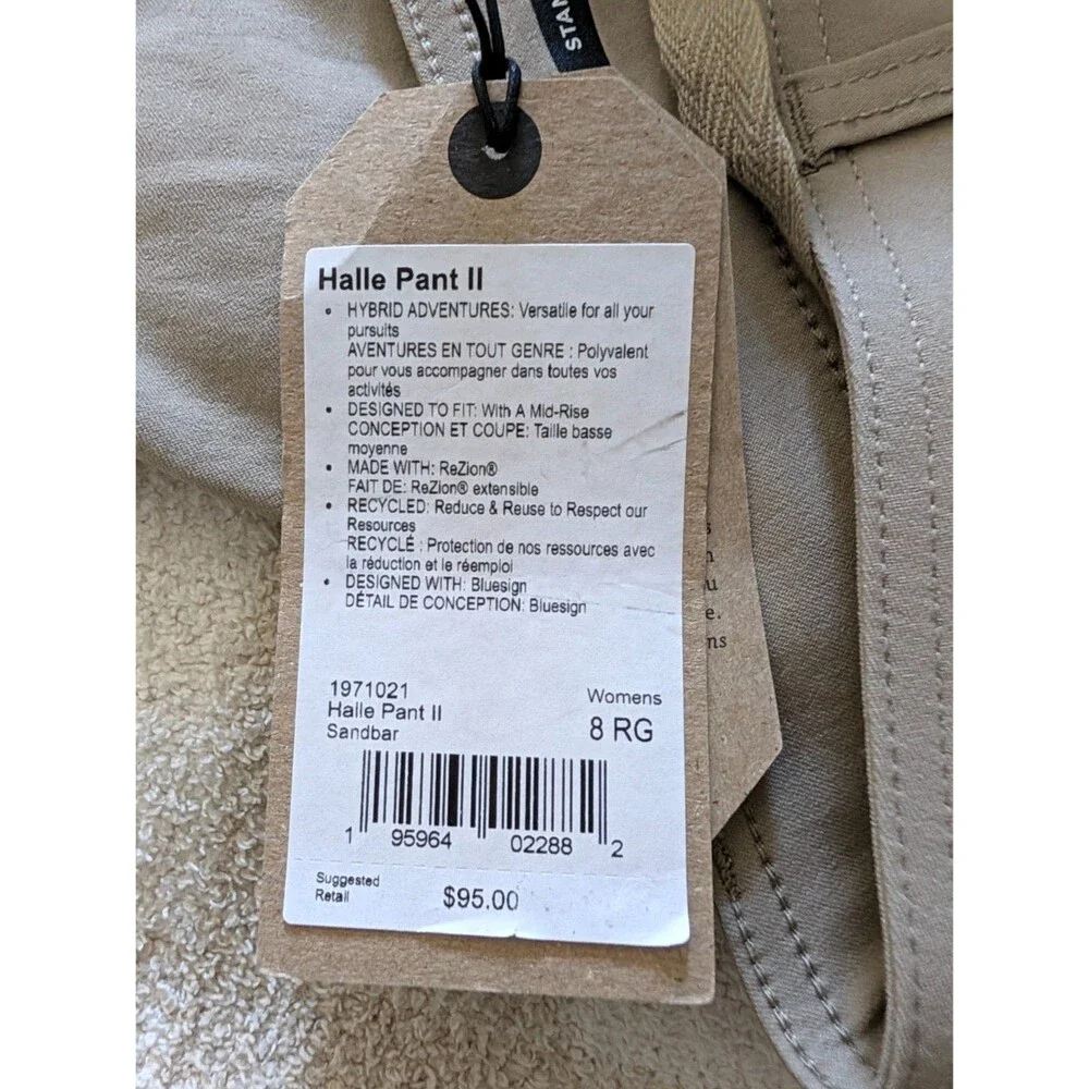 PrAna Halle Pant II Womens 8 Regular Sandbar Beige Outdoor Hiking NWT gorpcore